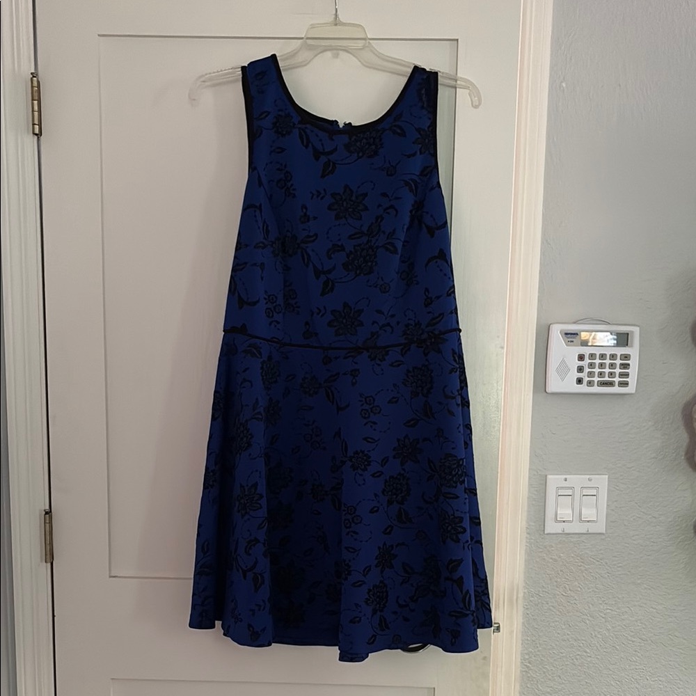 City Studio Blue Sleeveless A-Line Midi Dress